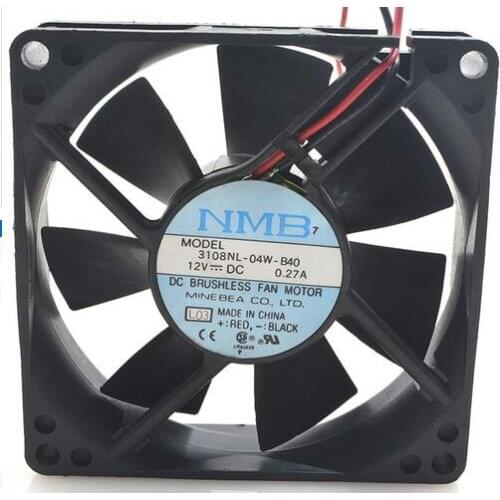 Original NMB 3108NL-04W-B40 12V 0.27A 8CM 80202 wire cooling fan