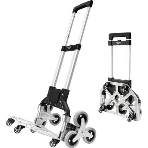 Portable Folding Aluminium Alloy Climbing Stairs Trolley Hand Cart for Luggage Grocery Supermarket Steel Shopping Carts