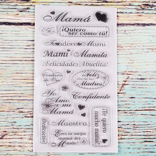 Mama Papa Spanish transparent clear stamp for DIY Scrapbooking/Card Making/Kids Christmas Fun Decoration Supplies