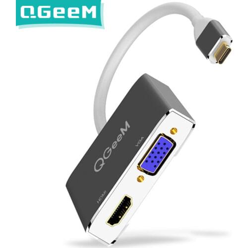 QGeeM USB C HDMI VGA Adapter USB Type-c to HDMI 4K Male to Female for MacBook Pro ChromeBook Huawei P20 galaxy S9 USB C HDMI