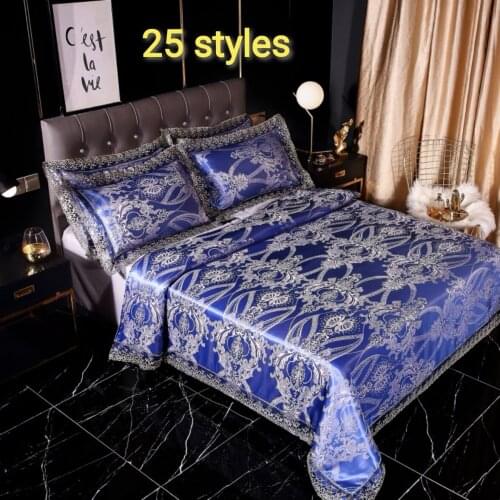 2020 Luxury 2 or 3pcs Bedding Set Satin Jacquard Duvet Cover Sets 1 Quilt Cover + 1/2 Pillowcases Twin Full Queen King