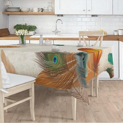 Tablecloth Living Room Kitchen brown color feather patterned micro fabric cover runner pattern Free Shipping