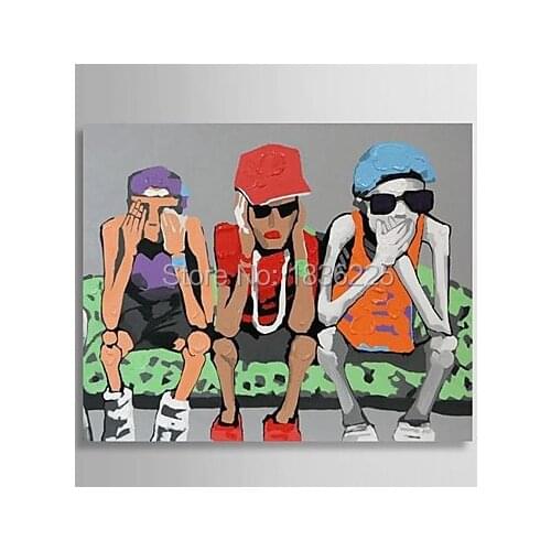 Modern Home Decoration Wall Art Abstract fashion men wear back glasses Oil Painting on Canvas For Home Living Room