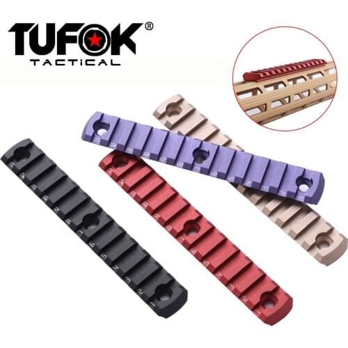 TuFok M-lok Picatinny Rail Section 13-Slots Super Thin M-lok Rail Attachment Rail Adapter Mount Aluminium for Handguard Laser