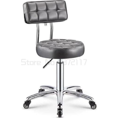 Bar chair lifting high stool with pulley large back movable beauty salon stool back chair