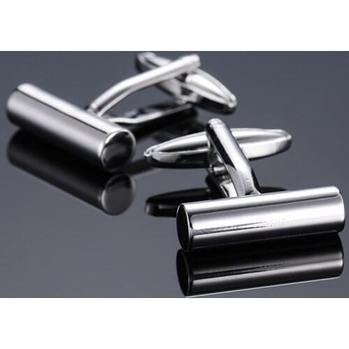 High quality laser metal Cufflinks brand new fashion brand jewelry smooth plated copper Cufflinks mens Wedding Shirt Badge Pin