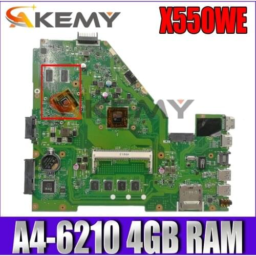 X550WE A4-6210 CPU 4GB RAM Mainboard REV2.0 For Asus X550WA X550WE X550W D552W Laptop Motherboard LVD interface Test 100% OK