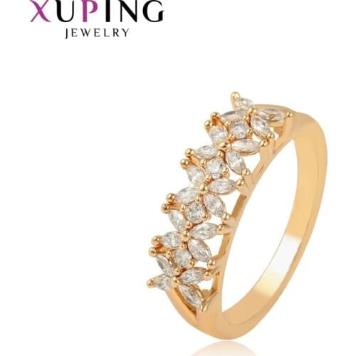 Xuping Fashion Essential Ring for Women Party Gold Color Plated Synthetic Cubic Zirconia Jewelry Popular Design 16234