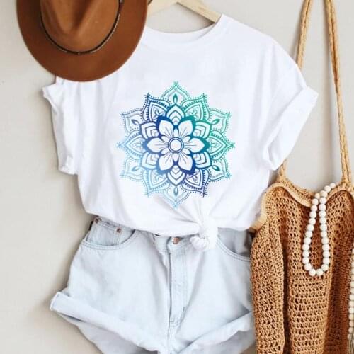 Women Cartoon Floral Flower Lovely New Beach Ladies Fashion Summer Lady Print Tee Graphic T Top Female Tshirts Clothes T-Shirt