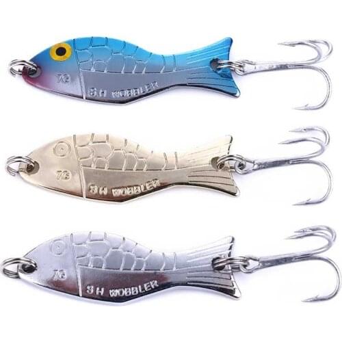 1pcs 3D Eyes Wobblers 5cm/7g Artificial Metal Durable Sequins Waterproof Fishing Plating Hard Bait Bass With Hook Fishing Tackle