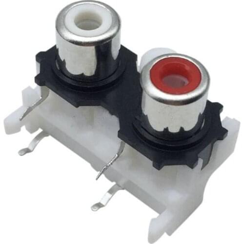 10PCS AV2 same core socket 4-pin RCA socket 2-hole PCB welded audio video socket lotus base AV2-8.4-14