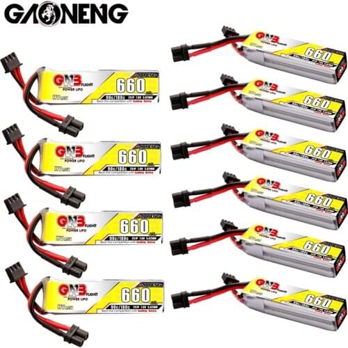 10Pcs GAONENG GNB 2S 660mAh 7.6V 90C/180C HV Lipo Battery XT30U-F Plug for Happymodel FPV Racing Cine Whoop BetaFPV RC Drone
