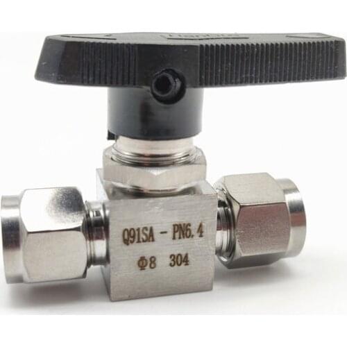 304 Stainless Steel 1/8" 1/4" 3/8" 1/2" 3/4" Double Ferrule Tube Pipe Fitting High Pressure Ball Valve