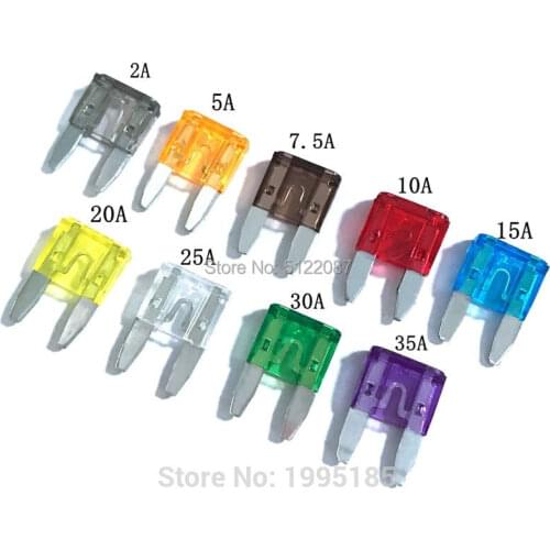 50pcs/lot Small Auto Fuse Car High Quality Standard Car Fuse Blade 2A 5A / 7.5A / 10A / 15A / 20A / 25A / 30A 35A Mini Car Fuse