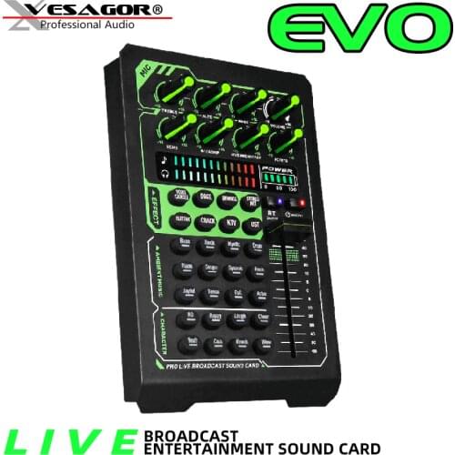 DJ Audio Mixer Interface Audio EVO Sound Card Mixer With Bluetooth Large Capacity Battery Live Broadcast Audio Controller