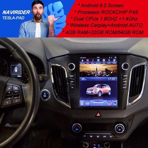 PX6 Car Bluetooth Screen Tesla Android 9.0 GPS Navigation Multimedia For Hyundai Creta IX25 2017 2018 Radio Stereo DSP Head Unit