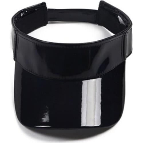 Minimalist Unisex Faux Leather Empty Top Baseball Cap Metallic Rave Hologram Reflective Hip-Hop Wide Brim Adjusted Sun Visor Hat