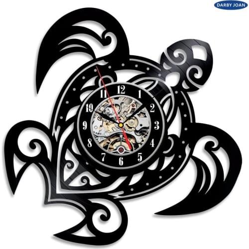 Vinyl Record Design Wall Clock Classic Wall Clocks Quartz Mechanism Black Turtle Vinyl Record wall clock reloj