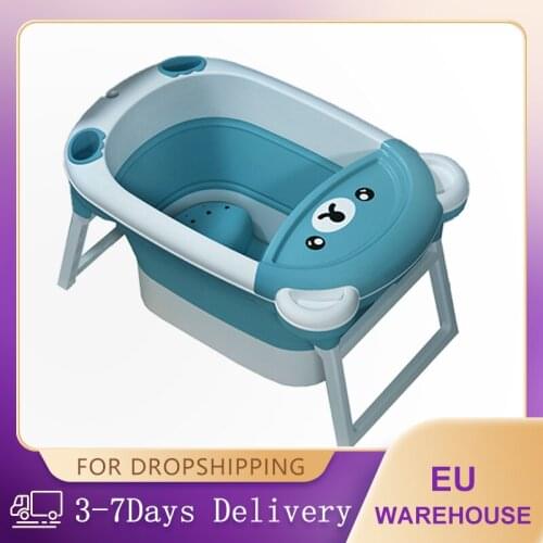 Baby Bathtub Children Swimming Bucket Baby Swim Tubs Bath Body Washing Portable Bathroom Basket Foldable Non-Slip Tub Foot Bath