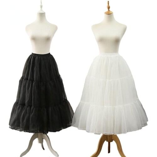 Long Puffy Skirts 80CM Girls Fashion Tutu Skirt Women Solid Ball Gown Bridal Petticoat White Wedding Dress Underskirt Adult Tutu
