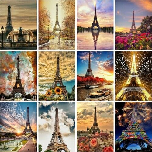 Evershine Full Square Diamond Painting Eiffel Tower 5D DIY Mosaic Diamond Embroidery Landscape Home Decor Picture Of Rhinestone