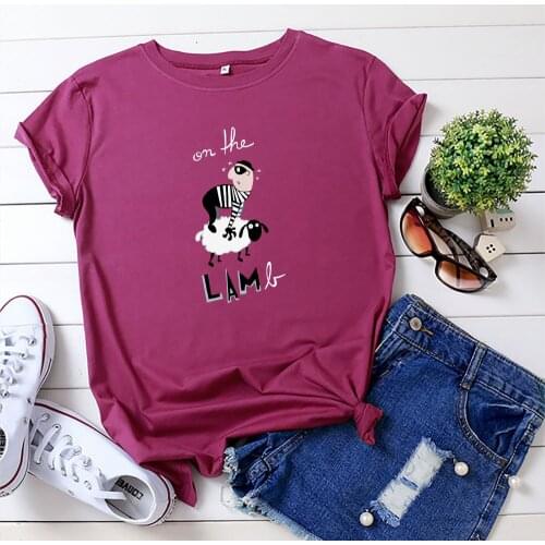 100% Cotton Summer Funny Cartoon Print Womens T-shirt O-Neck Harajuku Top Casual Female T shirt Oversized Size S-5XL