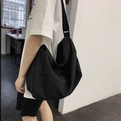 Canvas bag womens shoulder student large capacity Japanese simple wild ins super fire diagonal bag 2021 new