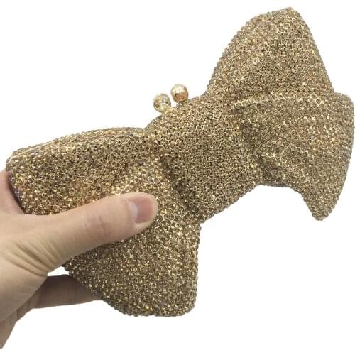 Good Quality New Design Bow Purse Wedding Bling Crystal Bag Rhinestone HandBag Luxury Handbags for Women