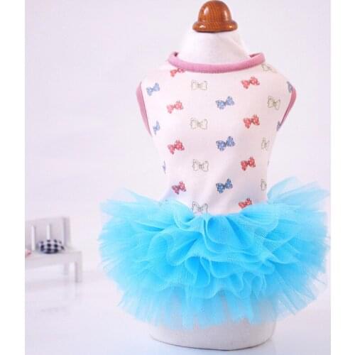 Lace Dog Vest Dress Pure Cotton Printing Princess Gauze Summer Autumn Pet Clothes Cat Pompous Dresses Chihuahua Skirts For Dogs