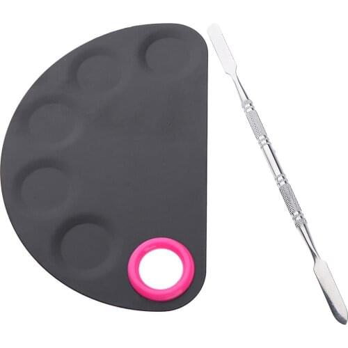 MagiDeal Makeup Plate Mix Palette&Spatula Cosmetic Nail Art Stainless Steel