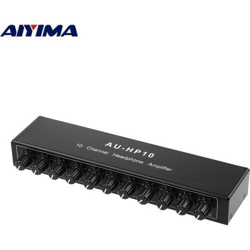 AIYIMA Multi-Channels Stereo Headphone Amplifier Audio Distributor Independent Control NJM4556A DC 12-24V 1 input 10 outputs