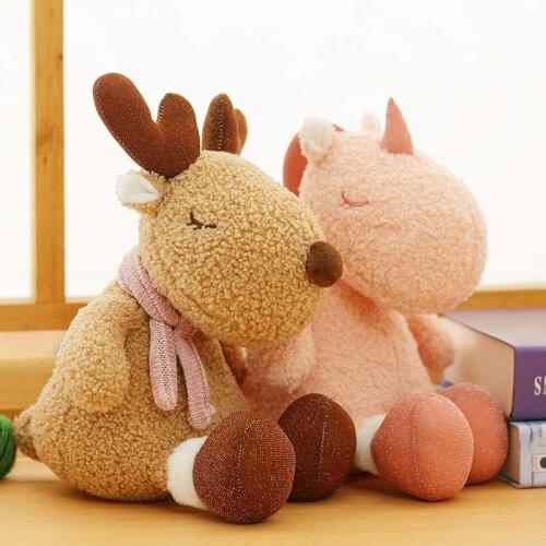 Hot Nice 1pc 23cm Lovely Huggable Cartoon Cute Dinosaur Stuffed Animal Plush Toy Unicorn Moose Wolf Kids Birthday Gifts