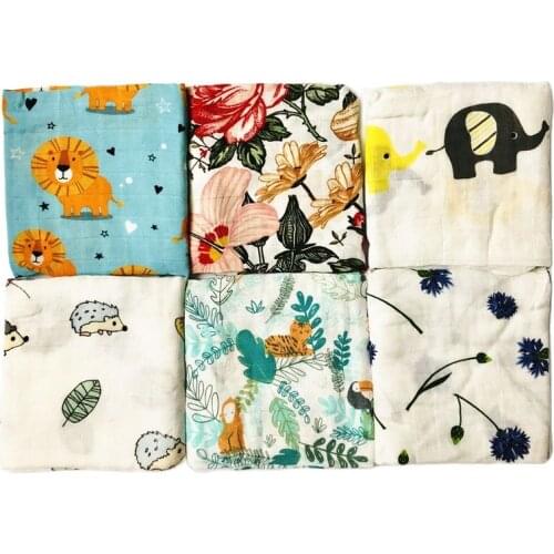 60*60cm Muslin Bamboo Cotton Baby Blanket Newborn Towel Scraf Bibs Baby Swaddle Wrap Burp Cloths Towel Dropshipping