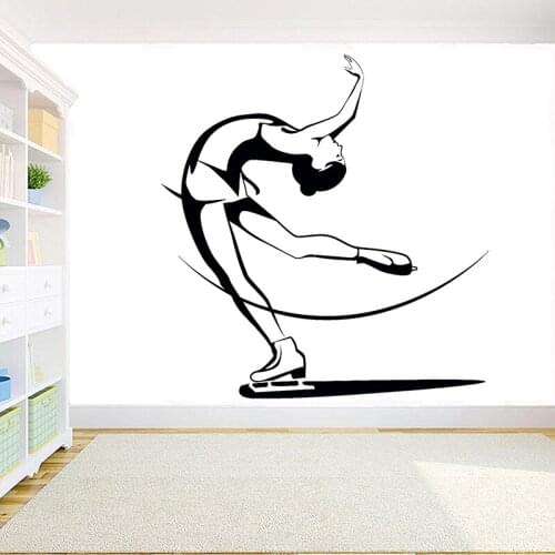 Figure skating Wall Decal Ice Skating Ski Winter Sport Vinyl Wall Stickers for Home Interior Decor Waterproof Art Mural C117