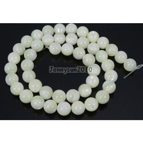Natural White Mother Of Pearl MOP Stones 8mm Smooth Roundr Loose Beads 15'' Strand for Jewelry Making Crafts 5 Strands/Pack