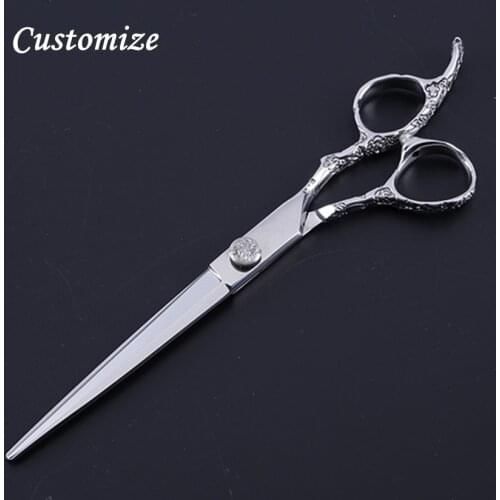 Customize professional JP 440c steel 7'' & 6'' Plum handle cut hair scissors barber cutting make up shears hairdressing scissors
