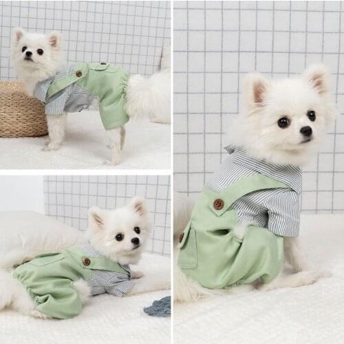 Spring and Autumn Dog Clothes Cute Striped Shirt Puppy Pants Pomeranian Teddy and Other Small and Medium-sized Dog Jumpsuits