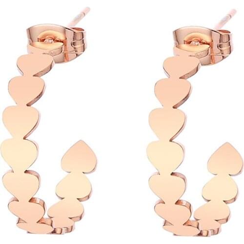 Rose Gold Stud Earrings for Women Accessories High Quality Stainless Steel Multi Hearts Earrings Trendy Jewelry Gift 2020 New