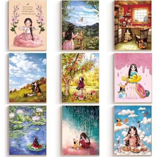 Handmade Needlework,DMC DIY cross-stitch,Full embroidery kits, Cartoon Anime Cute Girl Cross Stitch kit