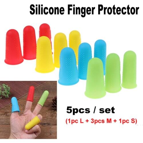 5pcs Silicone Finger Protector Sleeve Cover Anti-cut Heat Resistant Anti-slip Fingers Cover For Cooking Kitchen Tools