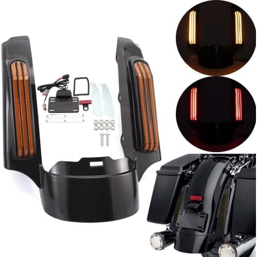 Motorcycle Rear Fender Extension Fascia LED Tail Lights For Harley Touring Road King Electra Glide Road Glide Ultra FLTRXS 14-19