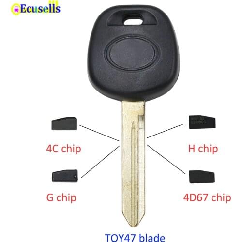 Transponder ignition blank key fob for Toyota Corolla Camry Rav4 Yaris 4Runner Avensis with 4C/G/H/4D67 Chip Uncut TOY47