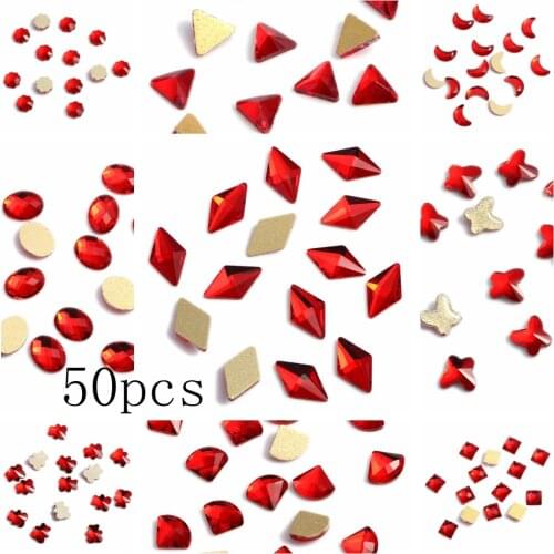 Nail Art Decorations 50pcs Glass Rhinestone Flatback Nail Stickers DIY Craft Art Charm Stones