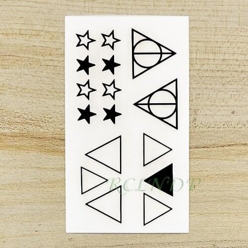 Waterproof Temporary Tattoo Sticker Black white Star Triangle Fake Tatto Flash Tatoo Tatouage Wrist Foot Hand For Girl Women