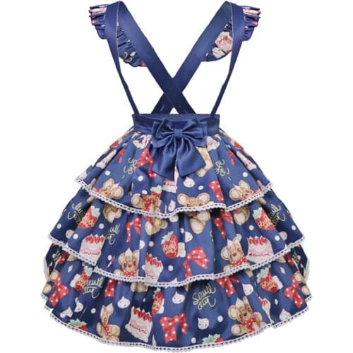 Strawberry Cake ~ Sweet Printed Lolita Skirt Suspender Skirt