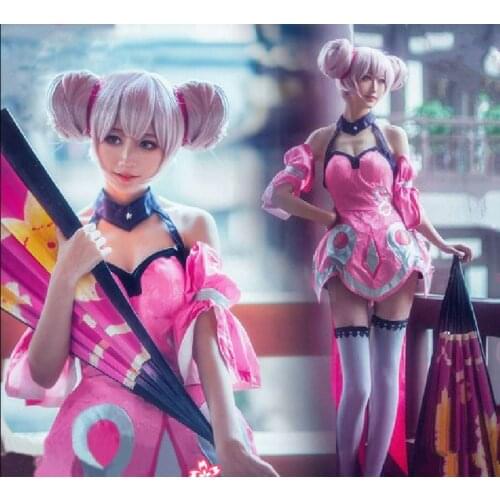 Game King of Glory Xiao Qiao Cosplay Costume Rose Red Sleeveless Braces Skirt Summer Dress Suits For Girl Woman Clothes Gift