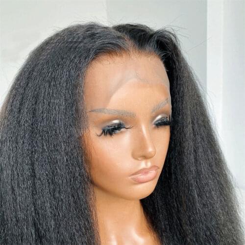 Kinky Straight Lace Front Synthetic Hair Wigs Lace Frontal Wigs Middle Part Full Hair For Fashion 26 inches Fiber Hair Wig