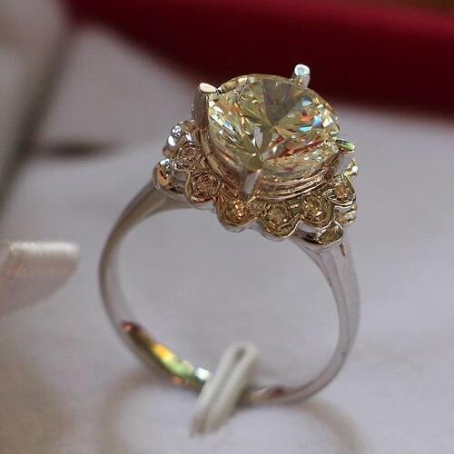 4Carat Solid 14K Gold Vintage Flower Prominent G-H Color Moissanite Women Anniversary Ring Lab Grown Stone Top Quality Ring