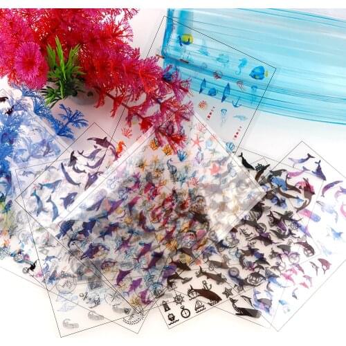 5/10 Sheets Ocean Shell Fish Dolphin WhaleTransparent Material With Use Of Epoxy UV Mold Making Tool Filling Phone Case For DIY