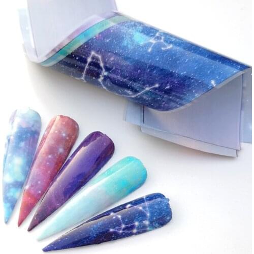 5 Colors/pack Starry Sky Nail Foils Sticker 40*150mm Colorful Manicure Nail Art Transfer Sticker Nail Art Decoration